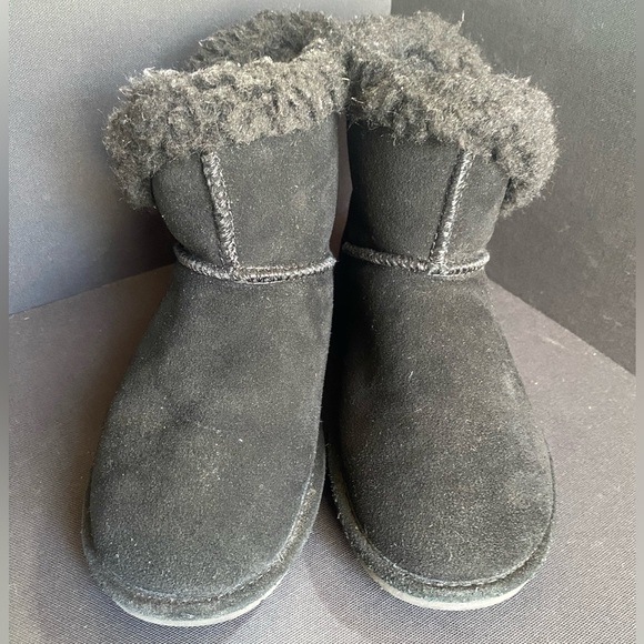 Bearpaw Heidi II Boot Black Suede Faux Fur Mid Rise W7 - Picture 5 of 7